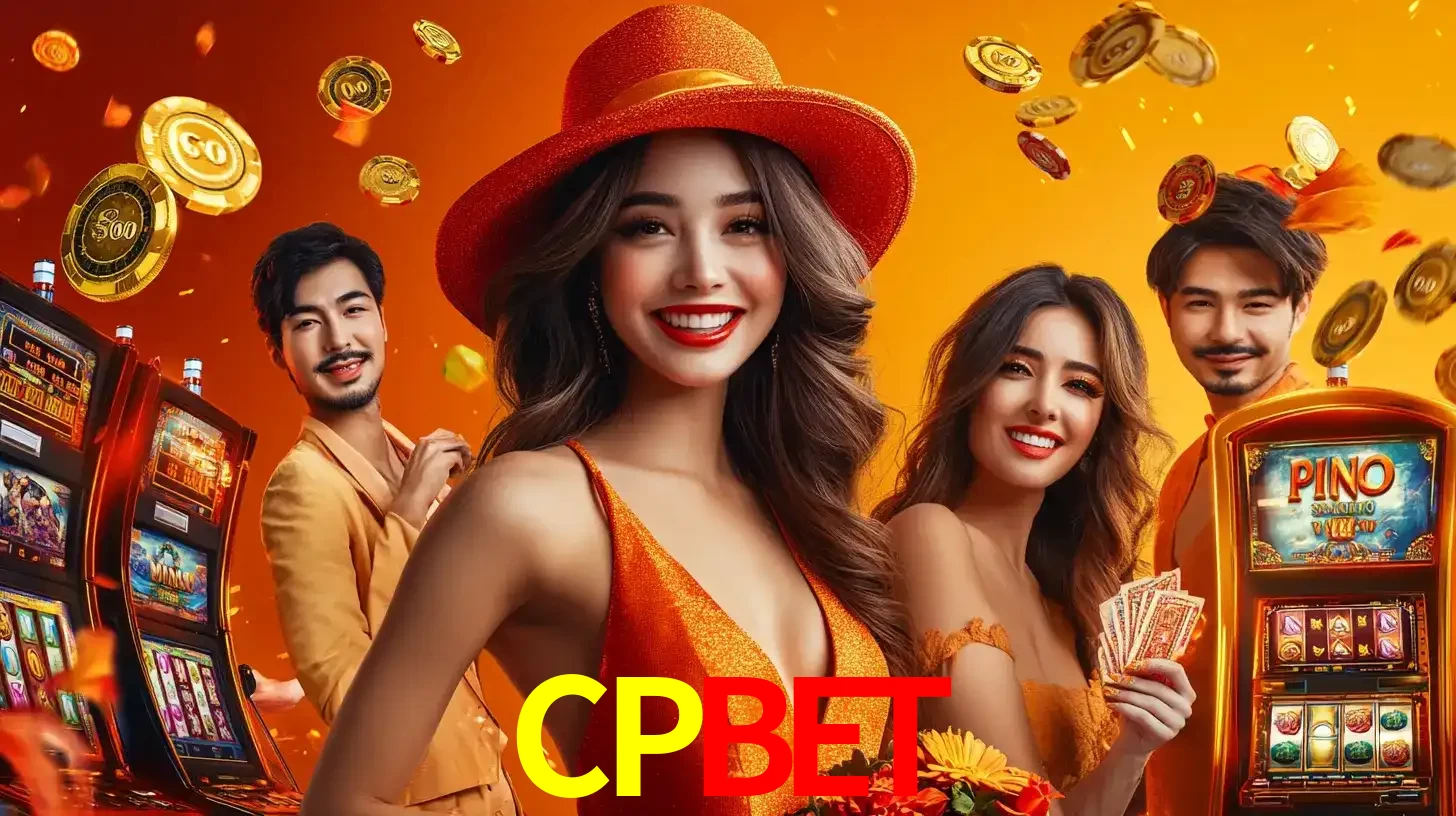 Grupo de amigos asiáticos sorrindo e se divertindo com máquinas de caça-níqueis em um ambiente festivo, celebrando suas vitórias nos jogos de cassino do CPBET.